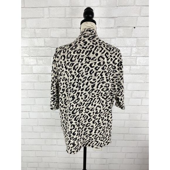 Attention Leopard Animal Print 3/4 Sleeve Open Front Cardigan Sweater Size XS - Picture 2 of 7
